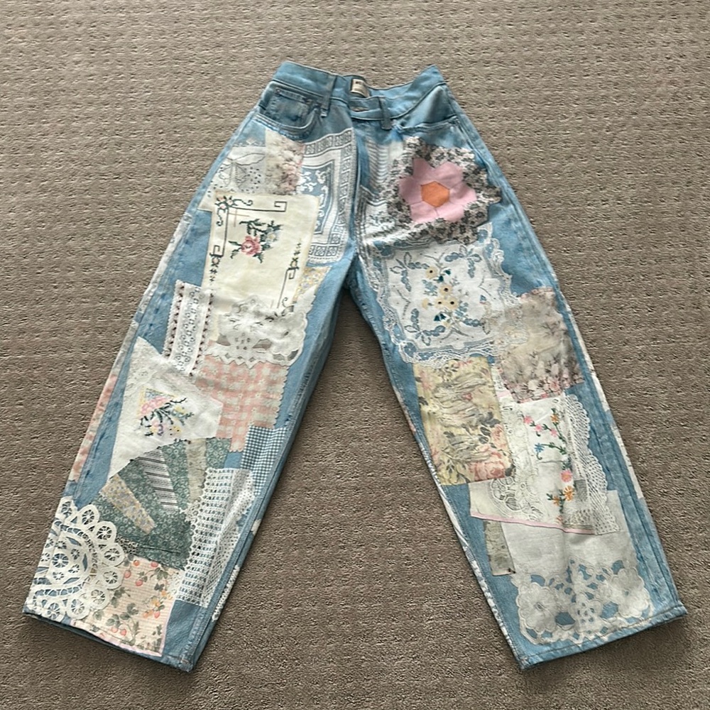 We the Free Printed Patchwork Jeans